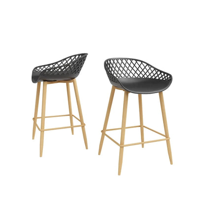 Kurv Mid-Century Modern Counter Stool with Steel Legs for Indoors or Outdoors - Set of 2