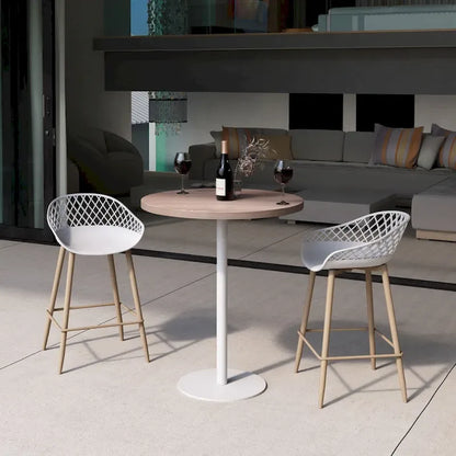 Kurv Mid-Century Modern Counter Stool with Steel Legs for Indoors or Outdoors - Set of 2