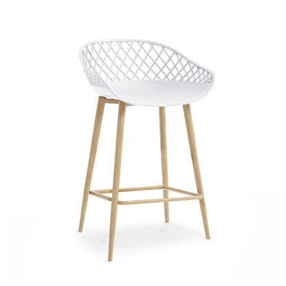 Kurv Mid-Century Modern Counter Stool with Steel Legs for Indoors or Outdoors - Set of 2