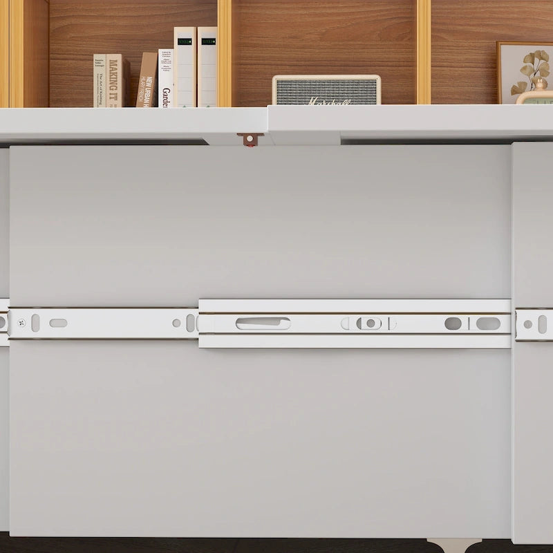 Modern Wood Full Murphy Bed Chest in White Finish Dresser 2-1 Cabinet