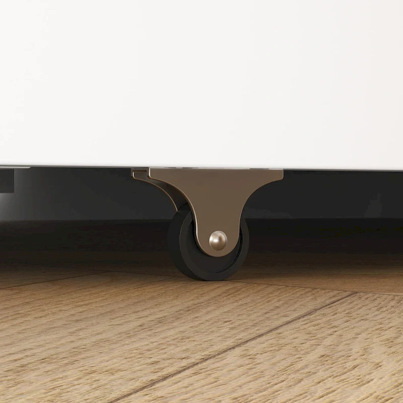 Modern Wood Full Murphy Bed Chest in White Finish Dresser 2-1 Cabinet