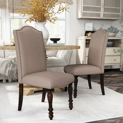 18.75 Inch Mid-Century Modern Solid Wood Linen Chair Upholstered