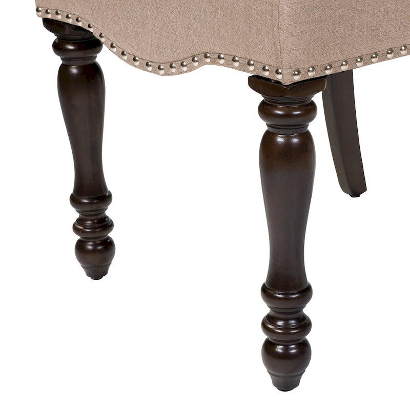 18.75 Inch Mid-Century Modern Solid Wood Linen Chair Upholstered