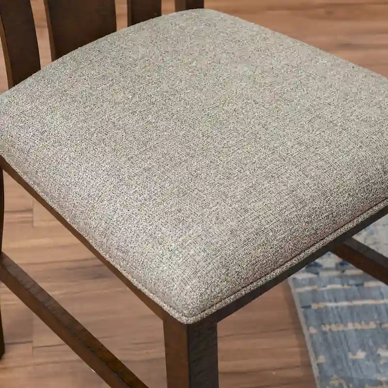 6-Piece 60 Inch Modern Wood Linen Dining Set Upholstered