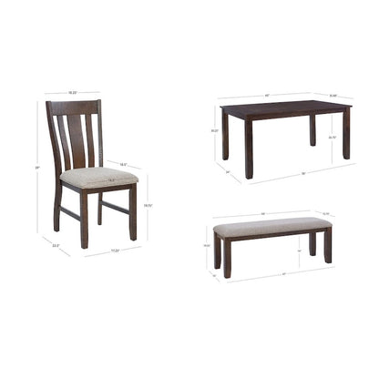 6-Piece 60 Inch Modern Wood Linen Dining Set Upholstered