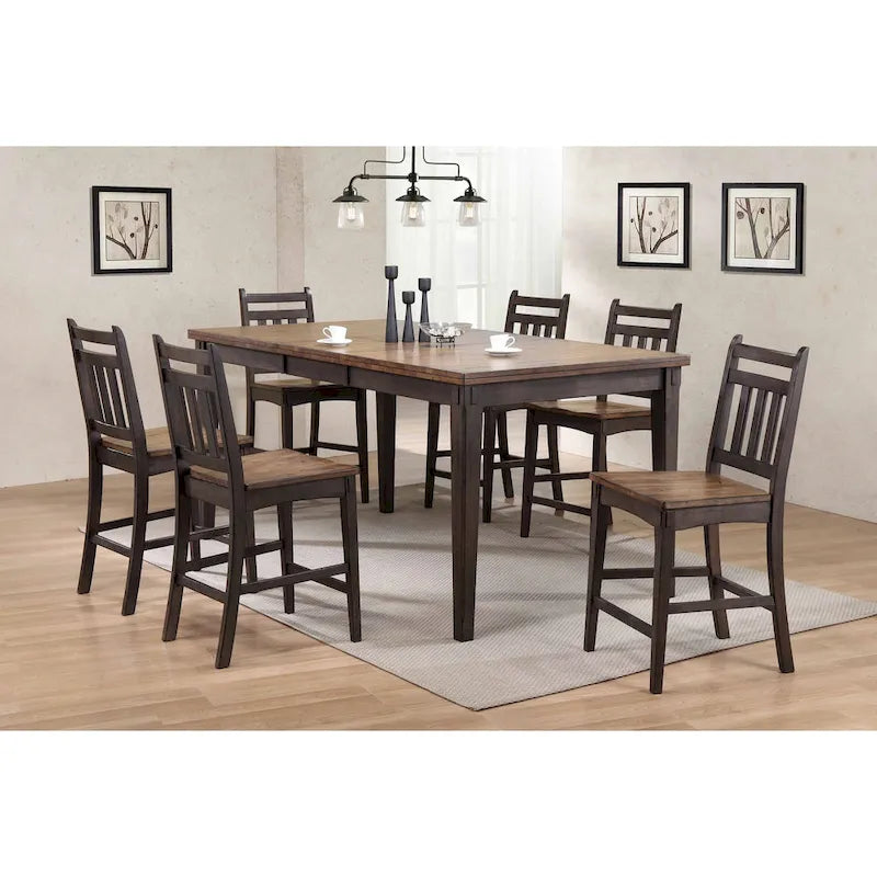 7-Piece Rustic Solid Wood Dining Set