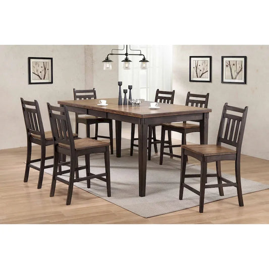 7-Piece Rustic Solid Wood Dining Set