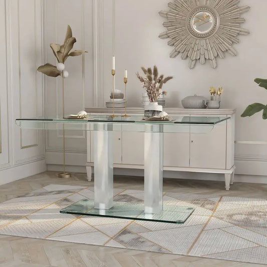 30 Inch Mid-Century Modern Metal Glass Table