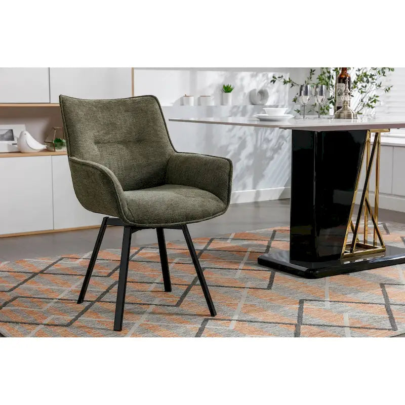 25.59 Inch Mid-Century Modern Metal Fabric Chair Swivel