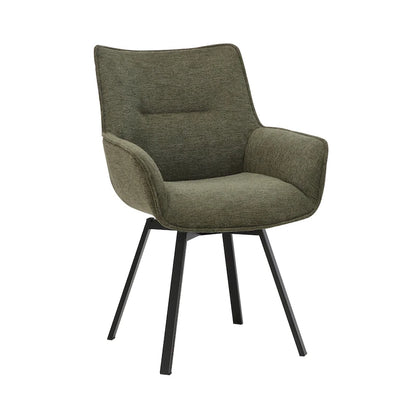 25.59 Inch Mid-Century Modern Metal Fabric Chair Swivel