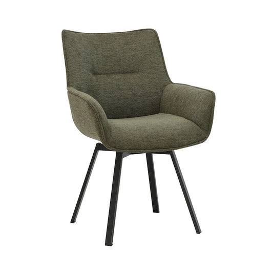25.59 Inch Mid-Century Modern Metal Fabric Chair Swivel