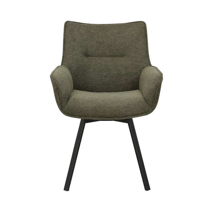 25.59 Inch Mid-Century Modern Metal Fabric Chair Swivel