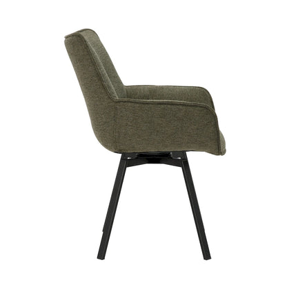 25.59 Inch Mid-Century Modern Metal Fabric Chair Swivel