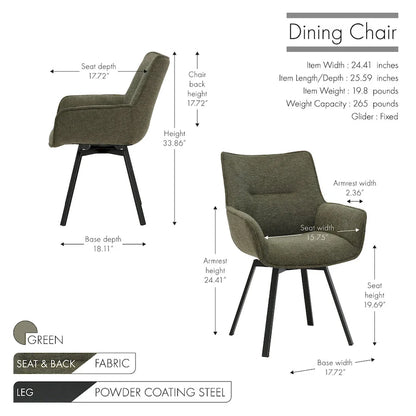 25.59 Inch Mid-Century Modern Metal Fabric Chair Swivel