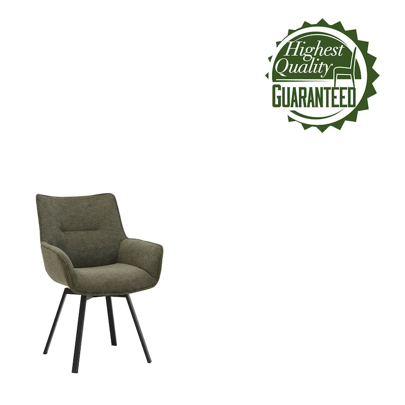 25.59 Inch Mid-Century Modern Metal Fabric Chair Swivel