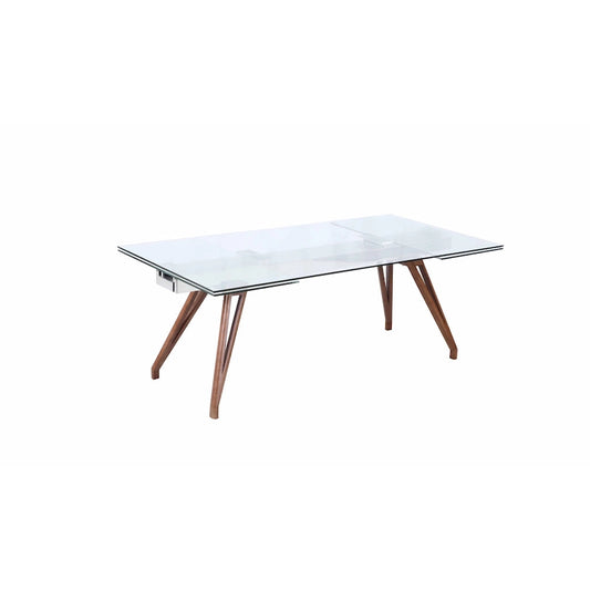 Modern Solid Wood Metal Table Extendable