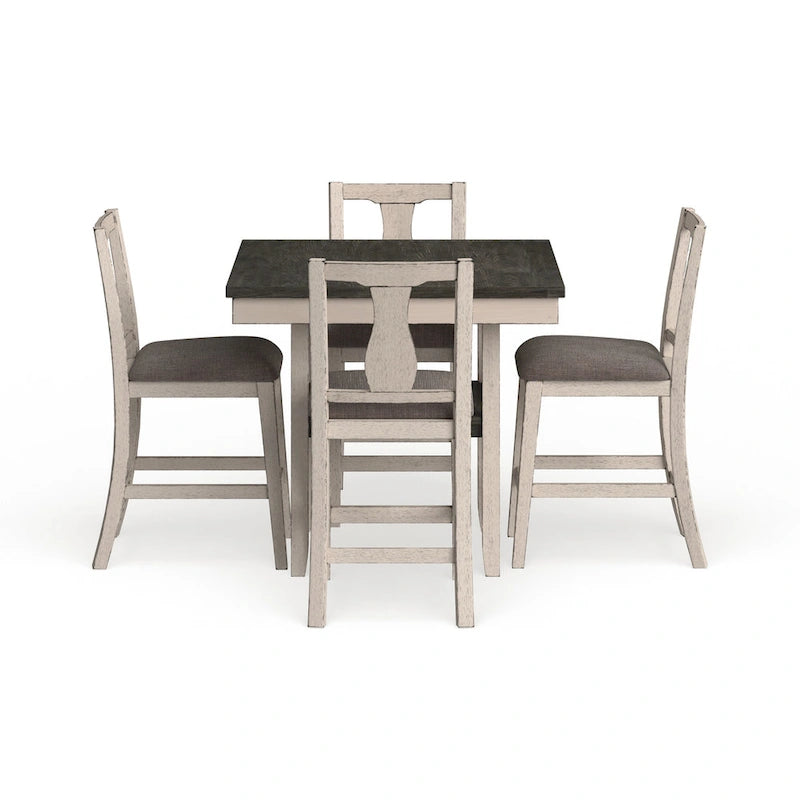 Merichleri Rustic Antique White Wood 5-Piece Counter Height Dining Set by Copper Grove