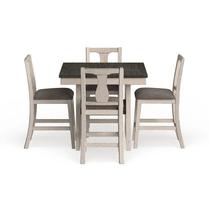Merichleri Rustic Antique White Wood 5-Piece Counter Height Dining Set by Copper Grove