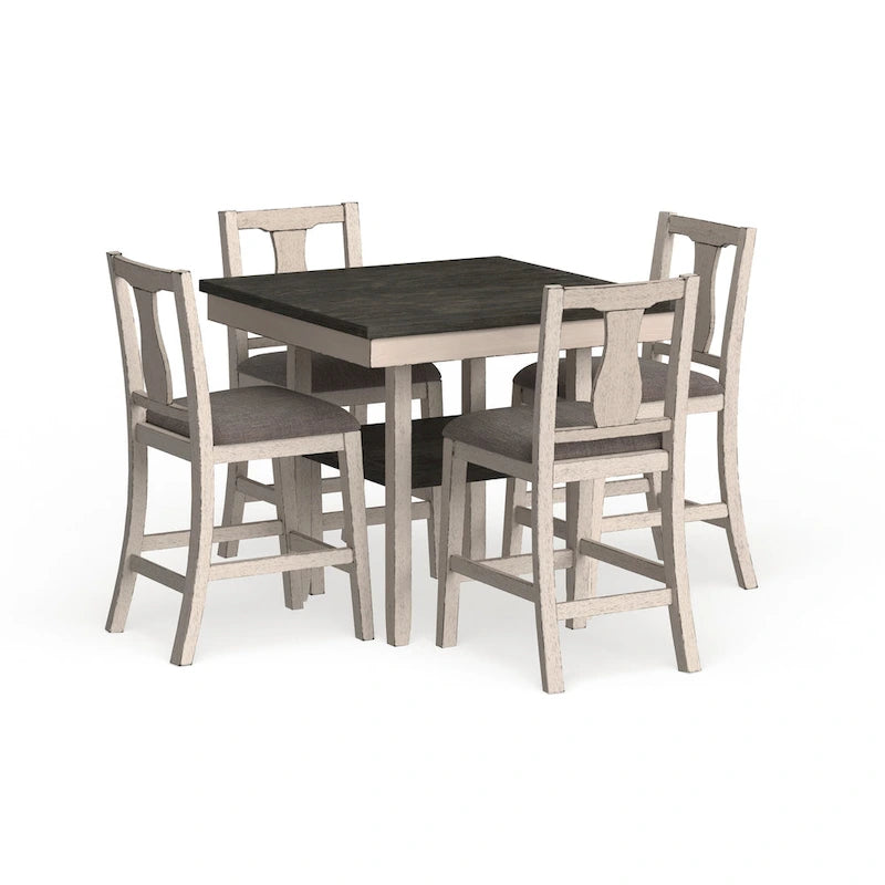 Merichleri Rustic Antique White Wood 5-Piece Counter Height Dining Set by Copper Grove