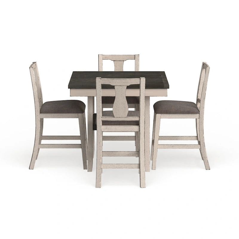 Merichleri Rustic Antique White Wood 5-Piece Counter Height Dining Set by Copper Grove