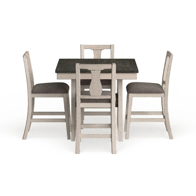 Merichleri Rustic Antique White Wood 5-Piece Counter Height Dining Set by Copper Grove