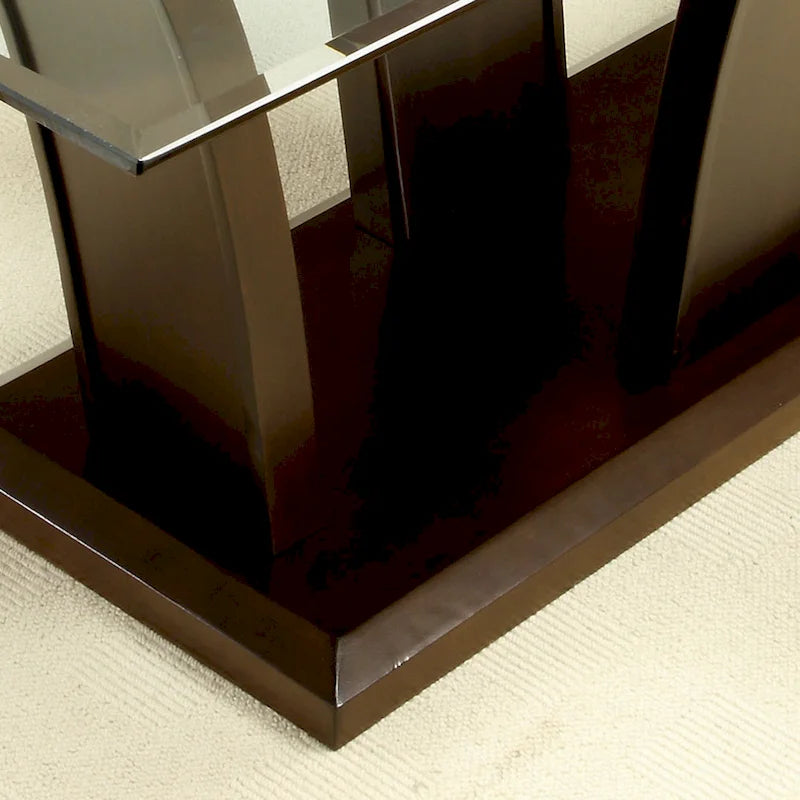 31 Inch Mid-Century Modern Solid Wood Glass Table LED