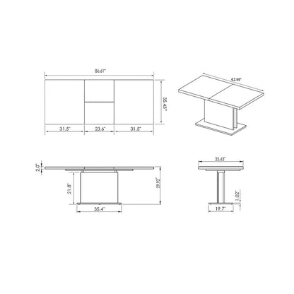Contemporary Wood Metal Table Extendable