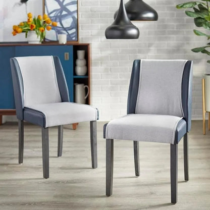 32.7 Inch Modern Wood Linen Chair Upholstered