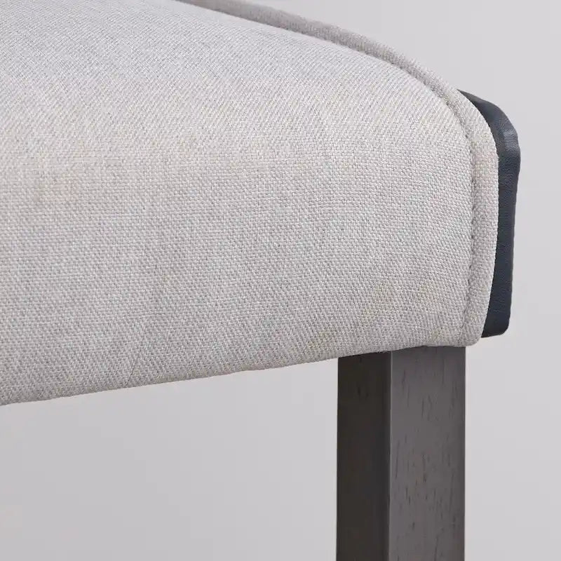 32.7 Inch Modern Wood Linen Chair Upholstered