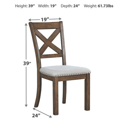 19 Inch Rustic Wood Fabric Chair Upholstered