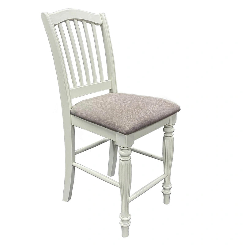 18 Inch Farmhouse Wood Linen Chair Upholstered