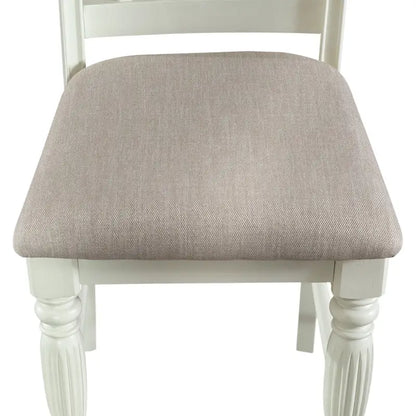 18 Inch Farmhouse Wood Linen Chair Upholstered