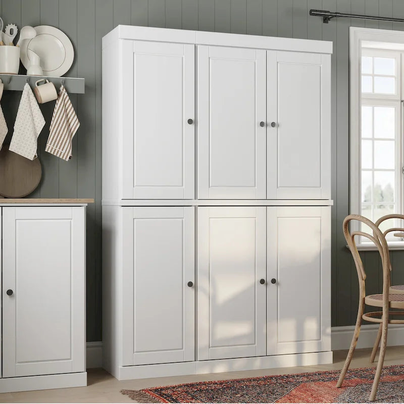 Solid Wood Metal Pantry Cabinet Adjustable