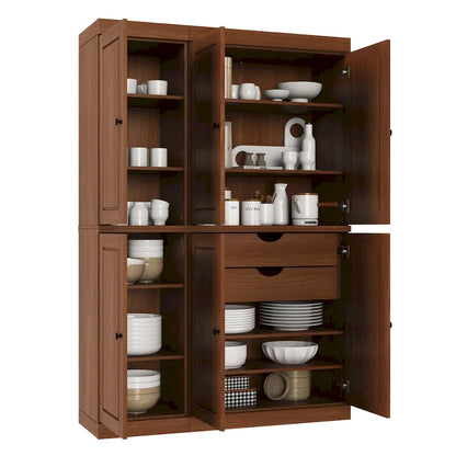 Solid Wood Metal Pantry Cabinet Adjustable