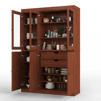 Solid Wood Metal Pantry Cabinet Adjustable