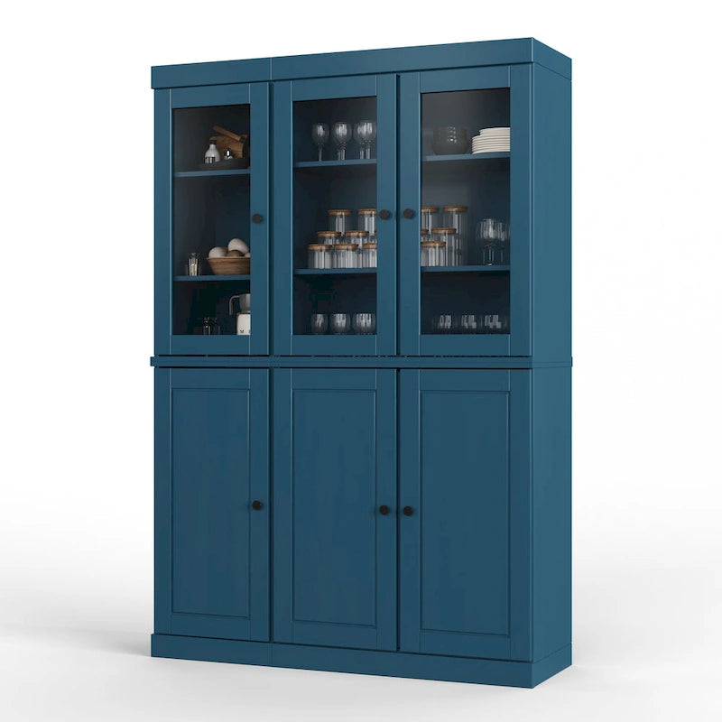 Solid Wood Metal Pantry Cabinet Adjustable