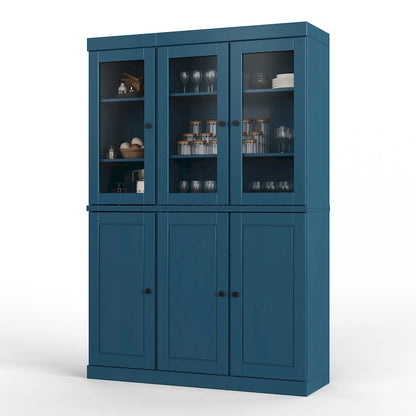 Solid Wood Metal Pantry Cabinet Adjustable