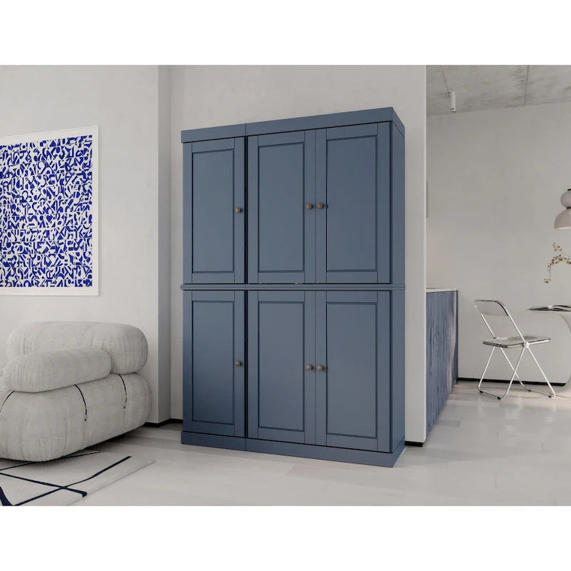 Solid Wood Metal Pantry Cabinet Adjustable