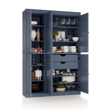 Solid Wood Metal Pantry Cabinet Adjustable