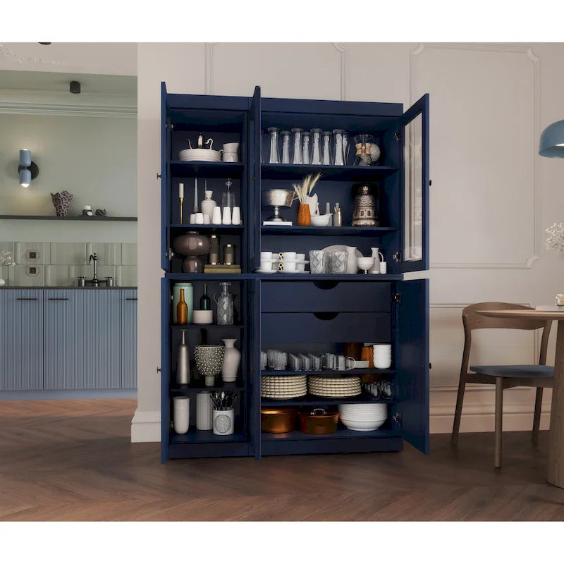 Solid Wood Metal Pantry Cabinet Adjustable