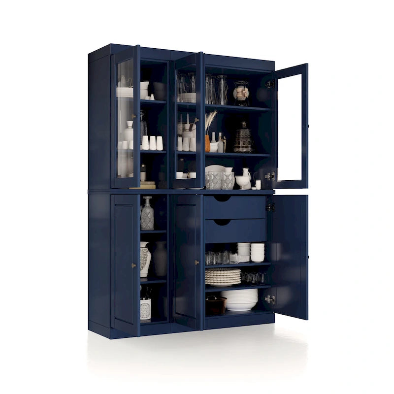 Solid Wood Metal Pantry Cabinet Adjustable