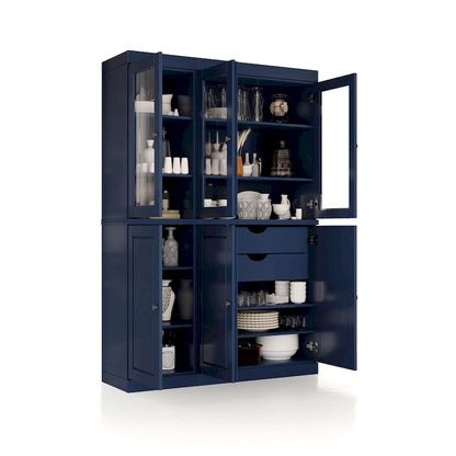 Solid Wood Metal Pantry Cabinet Adjustable