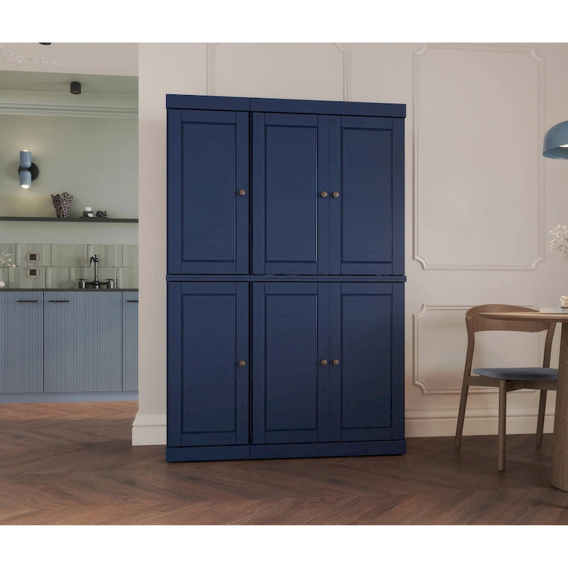 Solid Wood Metal Pantry Cabinet Adjustable