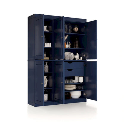 Solid Wood Metal Pantry Cabinet Adjustable