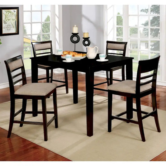 Yevana Contemporary Solid Wood 5-Piece Counter Height Dining Set by Furniture of America