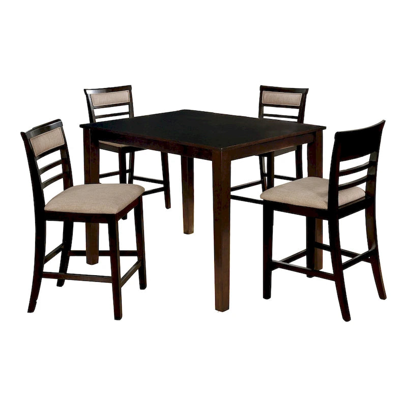 Yevana Contemporary Solid Wood 5-Piece Counter Height Dining Set by Furniture of America