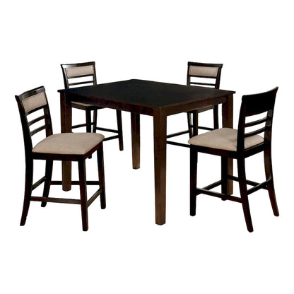 Yevana Contemporary Solid Wood 5-Piece Counter Height Dining Set by Furniture of America