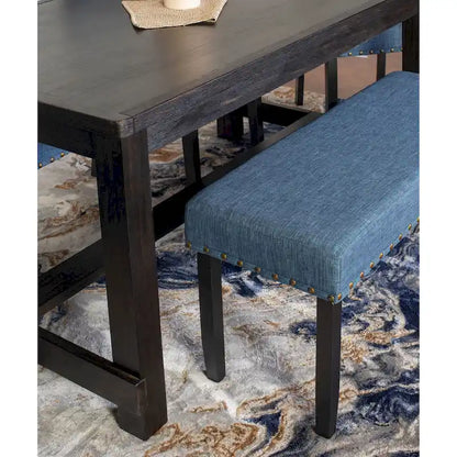 Roundhill Furniture Muzzi Contemporary 6-Piece Dining Set, Dining Table with 4 Stylish Chairs and a Bench