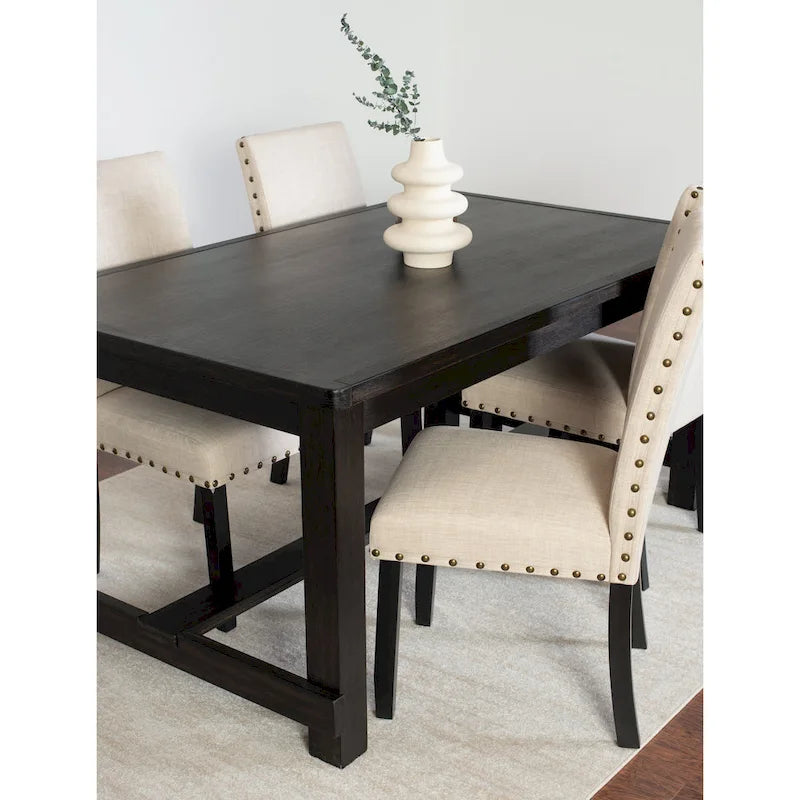 Roundhill Furniture Muzzi Contemporary 6-Piece Dining Set, Dining Table with 4 Stylish Chairs and a Bench