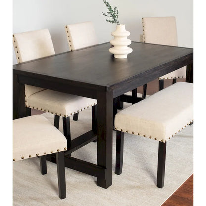 Roundhill Furniture Muzzi Contemporary 6-Piece Dining Set, Dining Table with 4 Stylish Chairs and a Bench